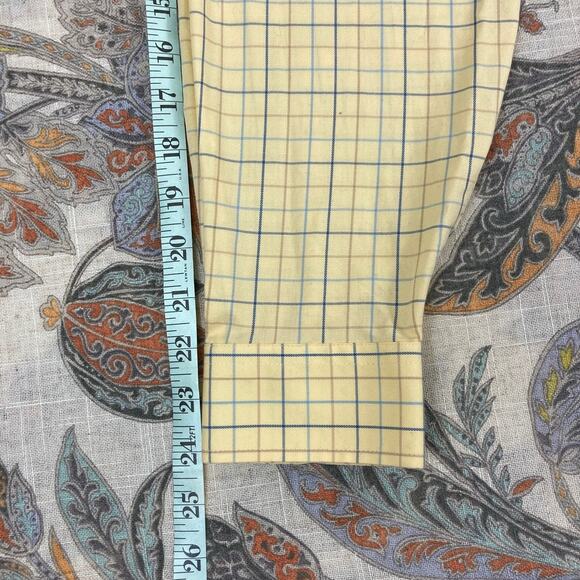 L.L. Bean Yellow Blue Long Sleeve Button Cotton Shirt M Regular - Picture 7 of 8